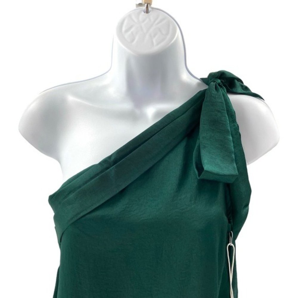 Petal & Pup | NEW Maryanne One Shoulder Satin Top in Hunter Green Size S - Picture 4 of 11